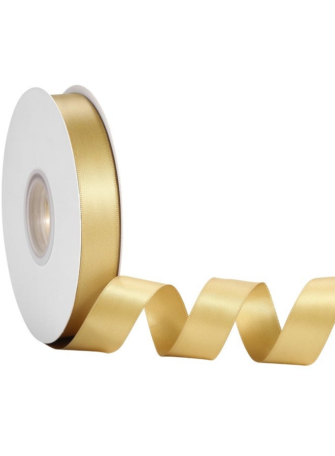 Rokateam Gold Satin Ribbon 1 Inch x 50 Yards – Elegant Thin Double Faced Ribbon for Gift Wrapping, Holiday Bows & Party Decorations - Image 1