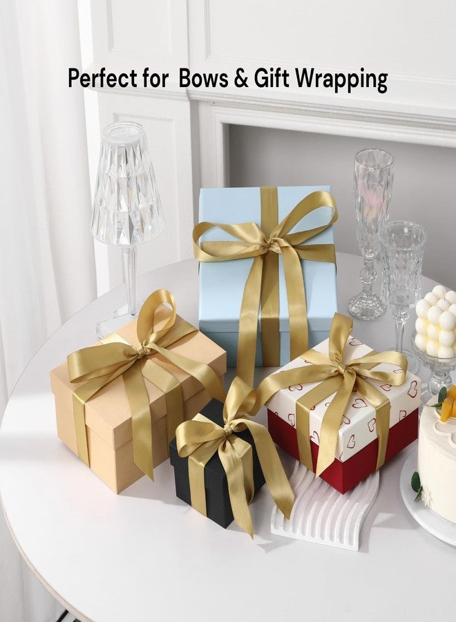 Rokateam Gold Satin Ribbon 1 Inch x 50 Yards – Elegant Thin Double Faced Ribbon for Gift Wrapping, Holiday Bows & Party Decorations - Image 2