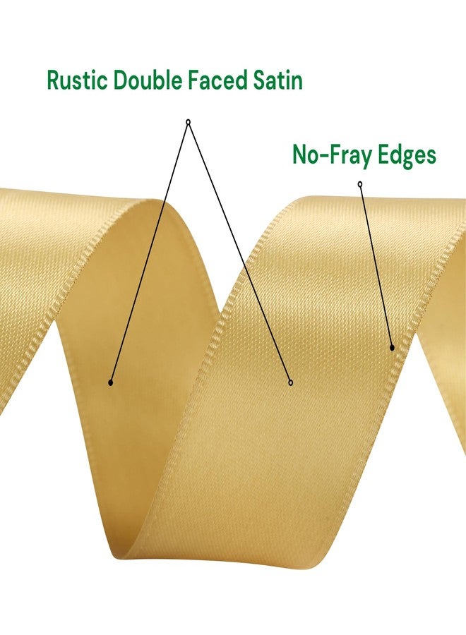 Rokateam Gold Satin Ribbon 1 Inch x 50 Yards – Elegant Thin Double Faced Ribbon for Gift Wrapping, Holiday Bows & Party Decorations - Image 4