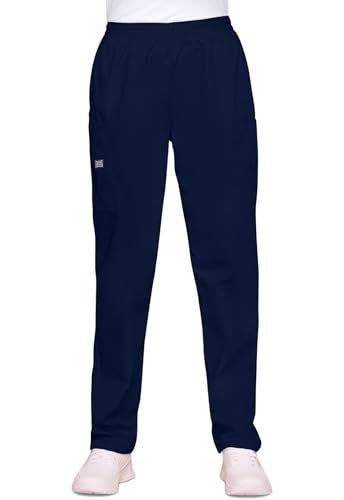 Cherokee Women's Plus Workwear Elastic Waist Cargo Scrubs Pant, Navy, XXX-Large Petite - Image 4
