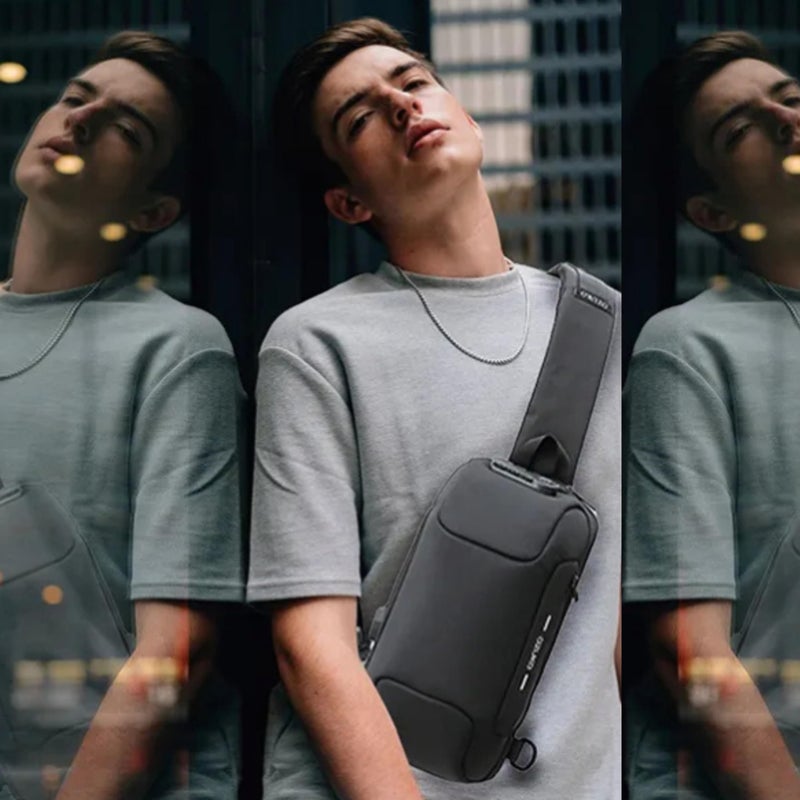 OZUKO حقيبة ظهر كتف مضادة للسرقة للرجال مع منفذ USB وتفاصيل عاكسة، حقيبة حمل يومية، متوسطة، أخضر عسكري، 9223 - Image 2