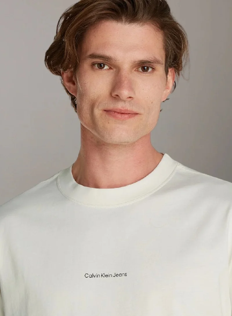 Calvin Klein Jeans Ivory Relaxed  Logo T-shirt for Men | Best Price UAE