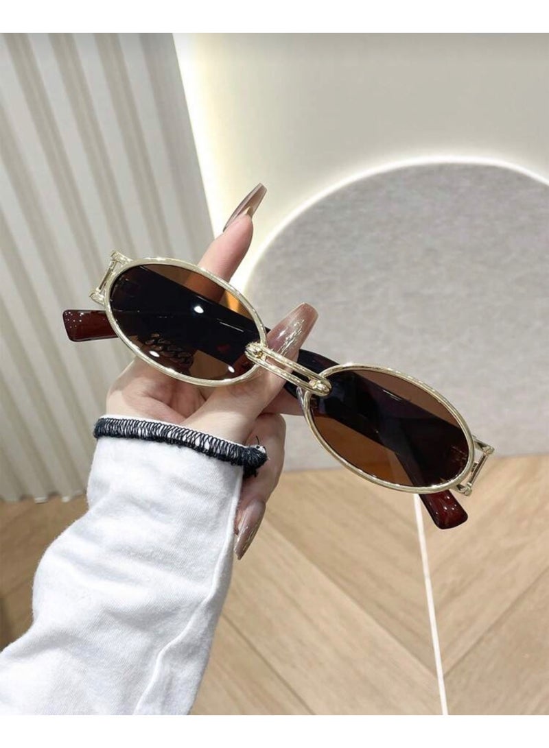 شي إن نظارات شمسية كلاسيكية بتصميم بيضاوي معدني، مناسبة للارتداء الكاجوال - Image 3