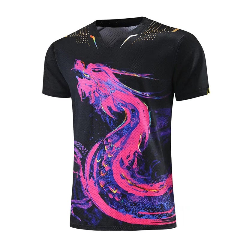 Generic 2021 Table Tennis  Badminton Dragon Teamwear Set Men's black top
