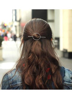 Leiothrix Vintage Alloy Golden Circle Hair Clip for Women and Girls on any Occasion Silver 