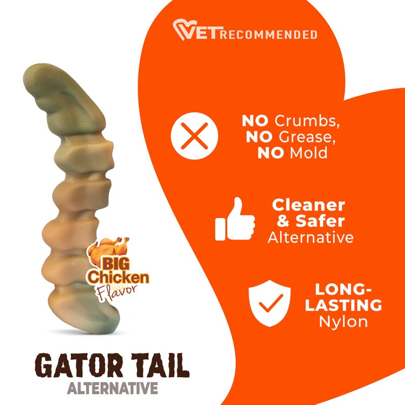 Nylabone Gator Tail Alternative Power Chew Toy for Dogs, Dog Toys for Aggressive Chewers, Chicken Flavor, Large - Up to 50 lbs, 1 Count - Image 3