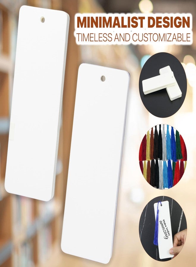 WACANTIC 100 Paper Blank Bookmarks with Colorful Tassels - DIY Bookmark Making Kit, White Cardstock Bookmarks Bulk for Crafting, Painting & Decorating, Plain Bookmark for DIY Projects, Gifts & Watercolor Art - Image 3