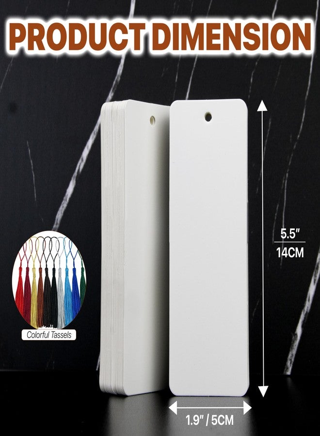WACANTIC 100 Paper Blank Bookmarks with Colorful Tassels - DIY Bookmark Making Kit, White Cardstock Bookmarks Bulk for Crafting, Painting & Decorating, Plain Bookmark for DIY Projects, Gifts & Watercolor Art - Image 2