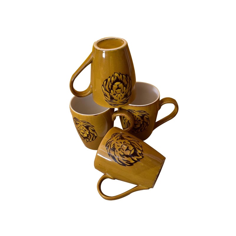 Kunhar Ceramic Coffee Mugs 4 Pieces Matallic Gold 300ml - Image 2