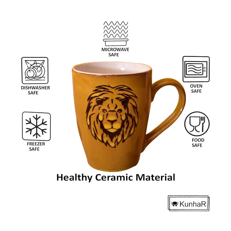 Kunhar Ceramic Coffee Mugs 4 Pieces Matallic Gold 300ml - Image 4