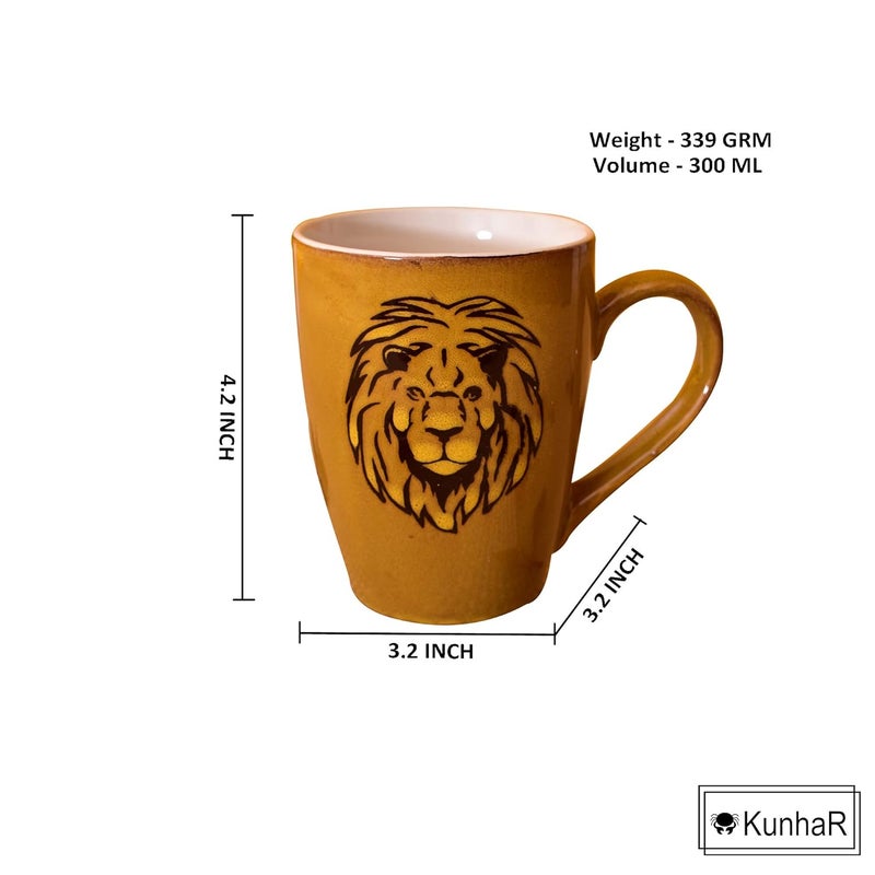 Kunhar Ceramic Coffee Mugs 4 Pieces Matallic Gold 300ml - Image 3