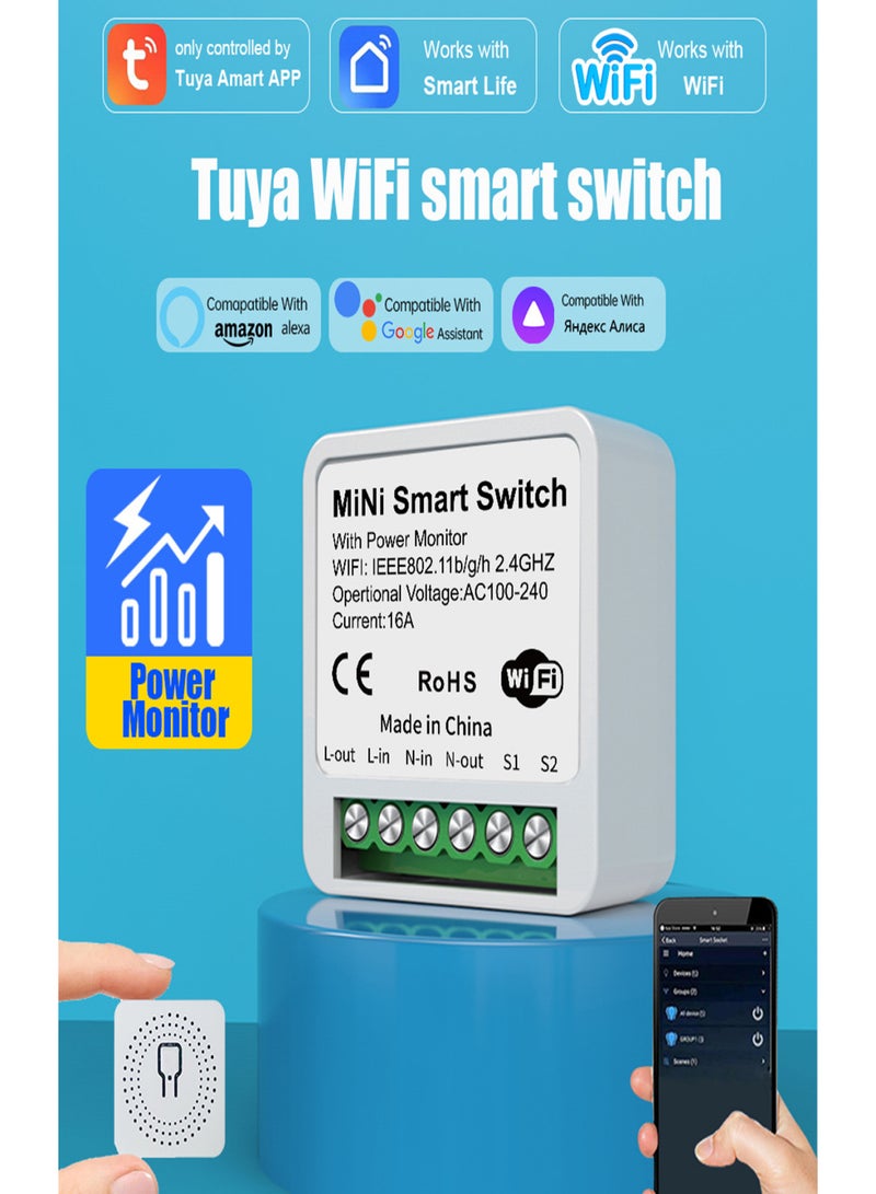 Tuya ZigBee 3.0 Smart Metering On/Off Switch Smart Light Switch Smart Home Automation DIY Circuit Breaker Support Google Home Yandex Alice APP Mobile Control 2 Way AC100-240V 16A - Image 3