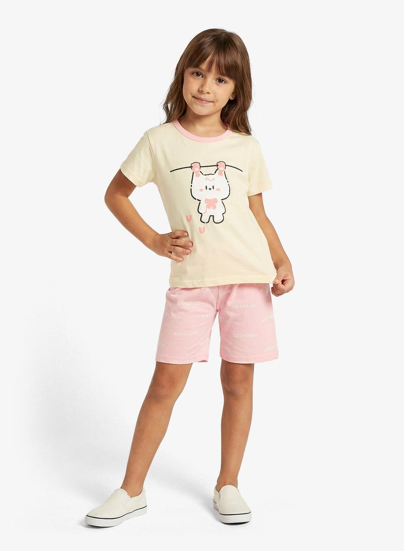 Pinata Bunny Print Cotton Tshirt and Shorts Set - Image 1
