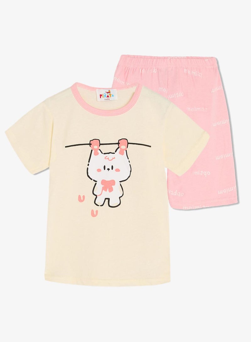 Pinata Bunny Print Cotton Tshirt and Shorts Set - Image 2