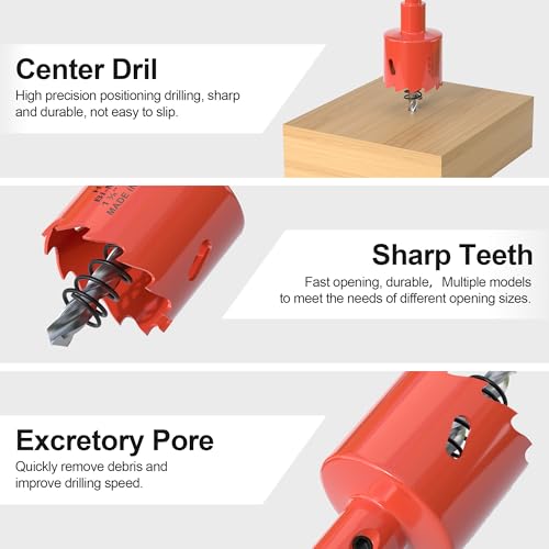 XDENGP Hole Saw 1-3/16" (30mm), Bi-Metal Hole Cutter, Hole Saw Drill Bits for Drilling Holes in Wood, Plastic, Drywall, Soft Metal Sheet - Image 3