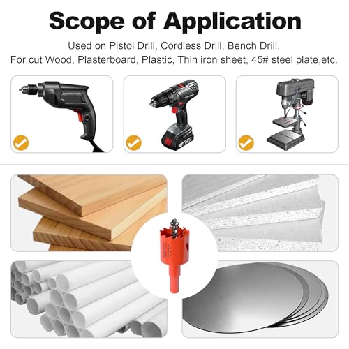 XDENGP Hole Saw 1-3/16" (30mm), Bi-Metal Hole Cutter, Hole Saw Drill Bits for Drilling Holes in Wood, Plastic, Drywall, Soft Metal Sheet - Image 4