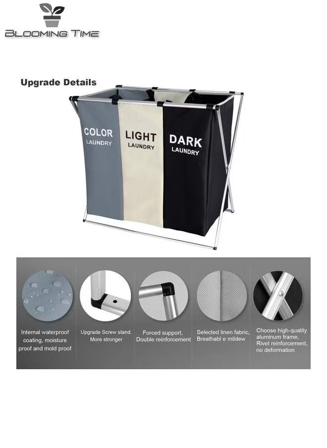 Classified Laundry Basket, Three Colors, Three Partitions, Foldable Storage Does Not Take Up Space