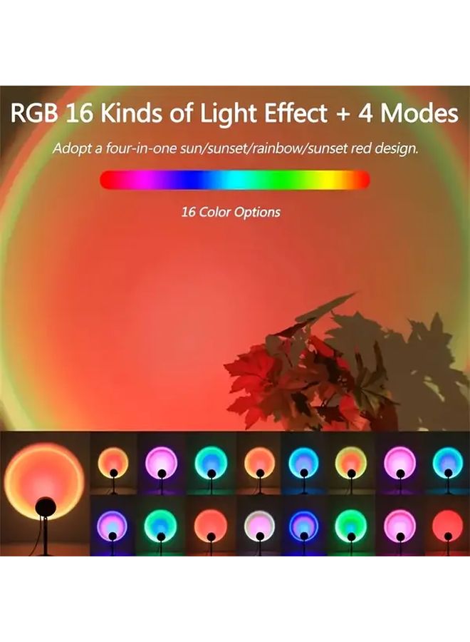 Sunset Lamp RGB Projection Light 16 Colors Remote Control USB Powered 360 Rotation - Image 2