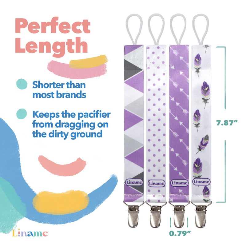 Liname Neutral Pacifier Clip with Teething Toy - 4 Pack Pacifier Clips for Boys & Girls - Binky Holder Soothie Paci Clip Binkie Clip - Unisex Pacifer Clip Baby Pacifier Clip and Pacifier Holder - Image 2