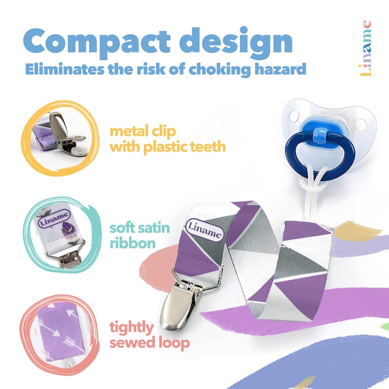Liname Neutral Pacifier Clip with Teething Toy - 4 Pack Pacifier Clips for Boys & Girls - Binky Holder Soothie Paci Clip Binkie Clip - Unisex Pacifer Clip Baby Pacifier Clip and Pacifier Holder - Image 3