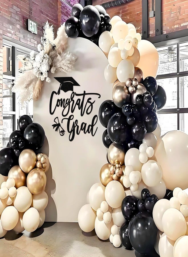 MASTRON Congrats Grad Sign for Backdrop - Black Felt Graduation Party Sign Class of 2026 Balloon Arch Backdrop, High School Event Deal Decor, College Commencement Sign - Image 2