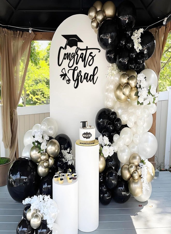 MASTRON Congrats Grad Sign for Backdrop - Black Felt Graduation Party Sign Class of 2026 Balloon Arch Backdrop, High School Event Deal Decor, College Commencement Sign - Image 4