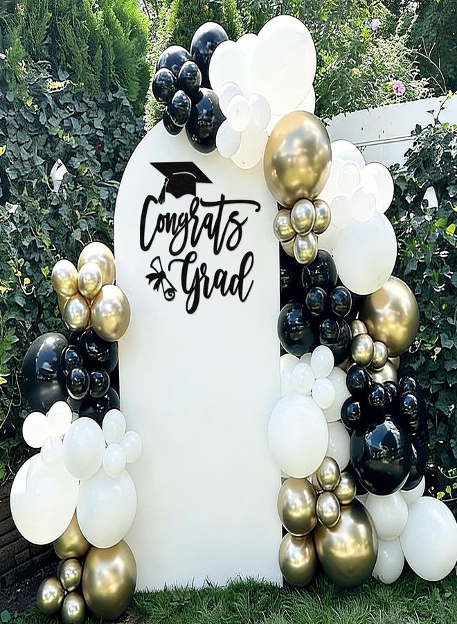 MASTRON Congrats Grad Sign for Backdrop - Black Felt Graduation Party Sign Class of 2026 Balloon Arch Backdrop, High School Event Deal Decor, College Commencement Sign - Image 3