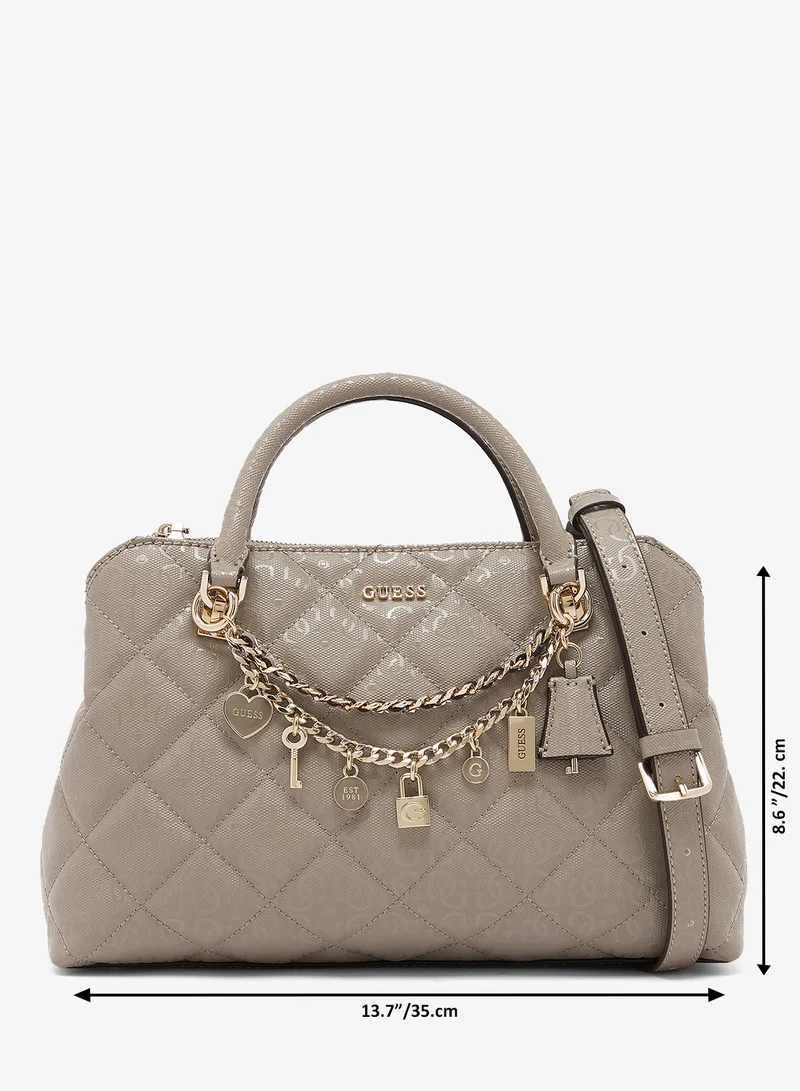 Guess DARK TAUPE Libby Satchel Bag for Women | Best Price UAE