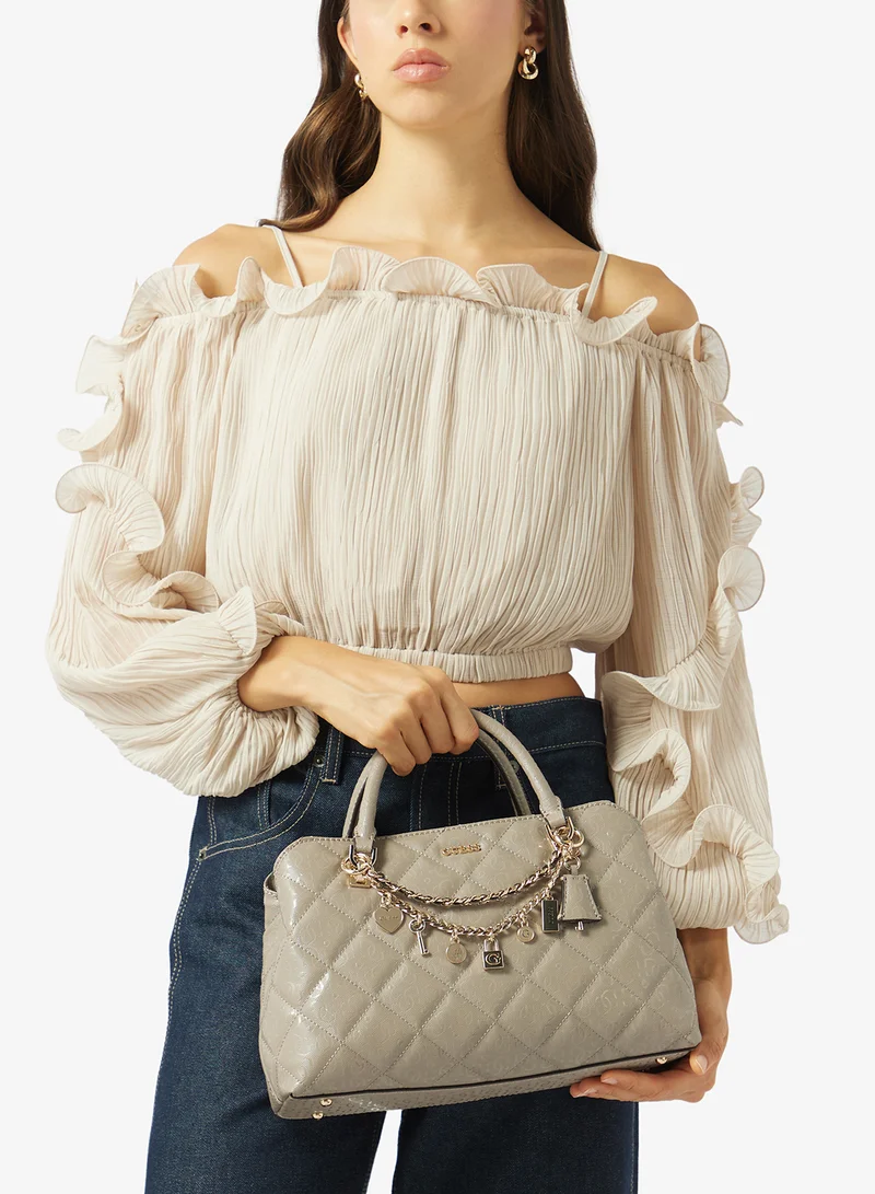 Guess DARK TAUPE Libby Satchel Bag for Women | Best Price UAE