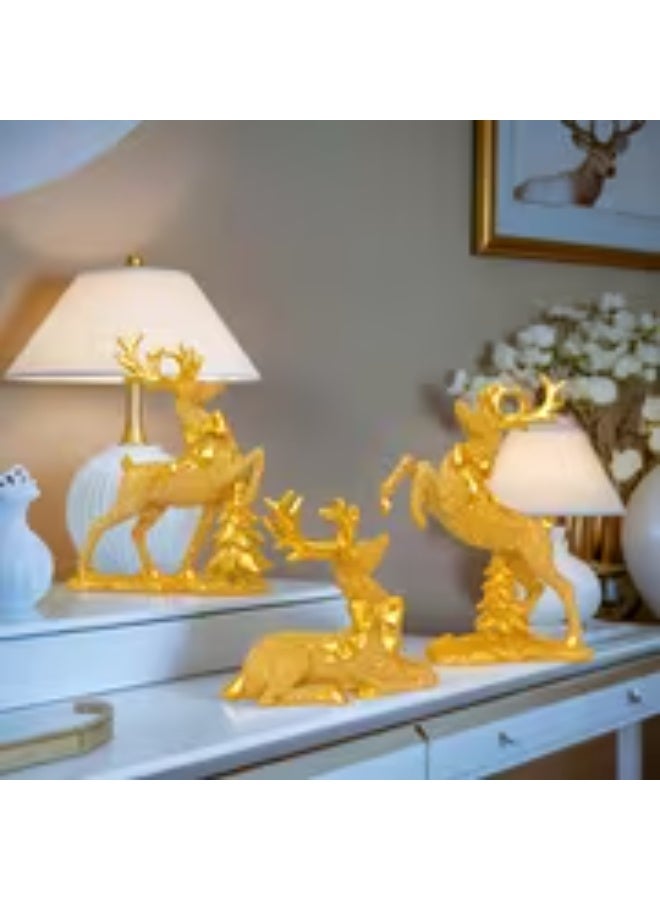 erorex 3pcs Christmas Reindeer Decorations, Mini Resin Statue Figurines, Colorful Reindeer Ornaments Perfect for Holiday Decor and Display, Ideal for Living Room, Office, TV Stand, Countertop, Shop Decoration, Animal Sculptures, Great Gift Idea - Image 1