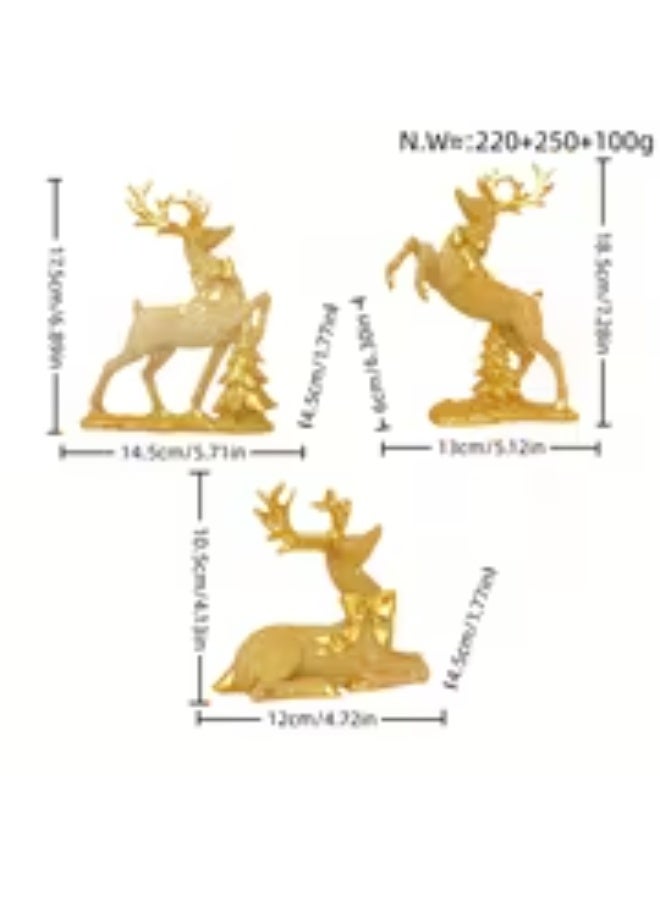 erorex 3pcs Christmas Reindeer Decorations, Mini Resin Statue Figurines, Colorful Reindeer Ornaments Perfect for Holiday Decor and Display, Ideal for Living Room, Office, TV Stand, Countertop, Shop Decoration, Animal Sculptures, Great Gift Idea - Image 2