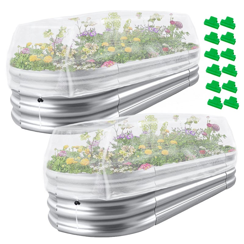 UYEDUJZ 2 Pack Garden Netting for Raised Beds, 4x2FT Raised Bed Plant Covers for Garden Protection, Fine Mesh Bird Netting Pest Barrier Screen with Drawstring and Clips for Protecting Vegetables Fruits Crops - Image 1