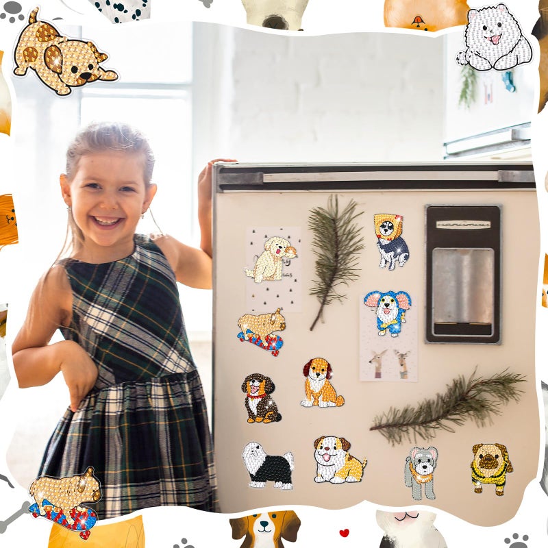 Remuuly 30 Pcs Animal Diamond Painting Magnets Dog Diamond Art Magnets Kits for Adults Cute Animal 5D Rhinestones Refrigerator Magnetic Stickers Dog Fridge Sticker for Fridge DIY Crafts Gifts - Image 4