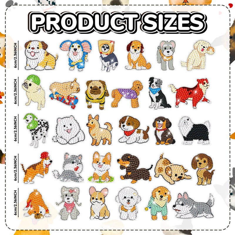 Remuuly 30 Pcs Animal Diamond Painting Magnets Dog Diamond Art Magnets Kits for Adults Cute Animal 5D Rhinestones Refrigerator Magnetic Stickers Dog Fridge Sticker for Fridge DIY Crafts Gifts - Image 3
