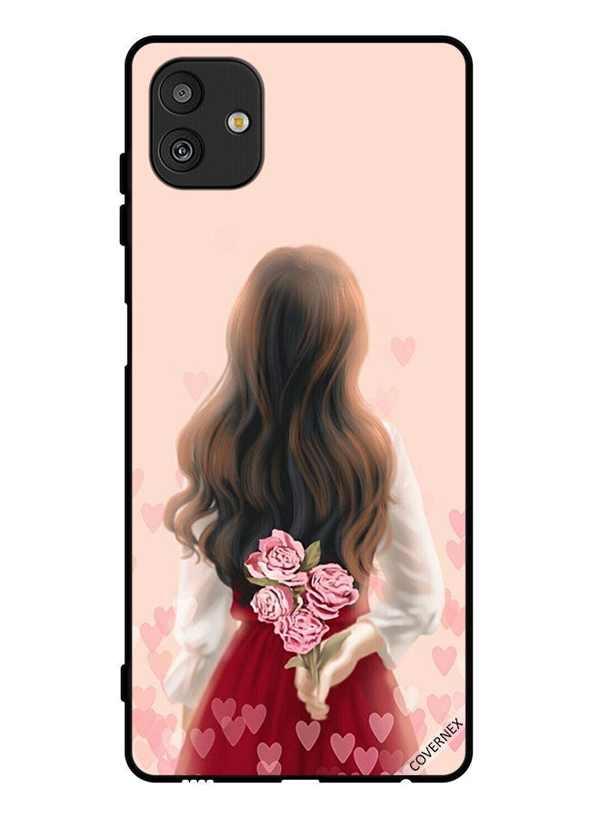 Covernex Protective Case Cover For Samsung Galaxy M13 5G Girl Hiding Flowers - Image 1