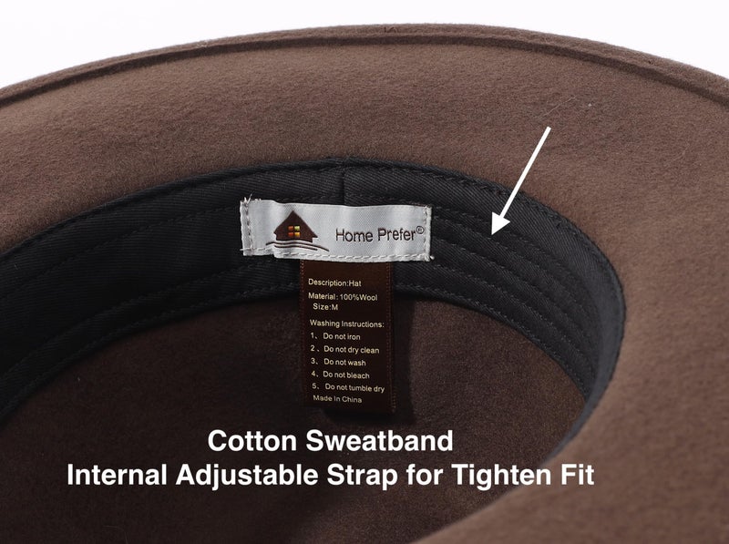 Home Prefer Mens Wool Fedora Hat, Medium/Large, Stylish Design with Grosgrain Band (US, Numeric, 7 1/8, 7 1/4, Coffee) - Image 2