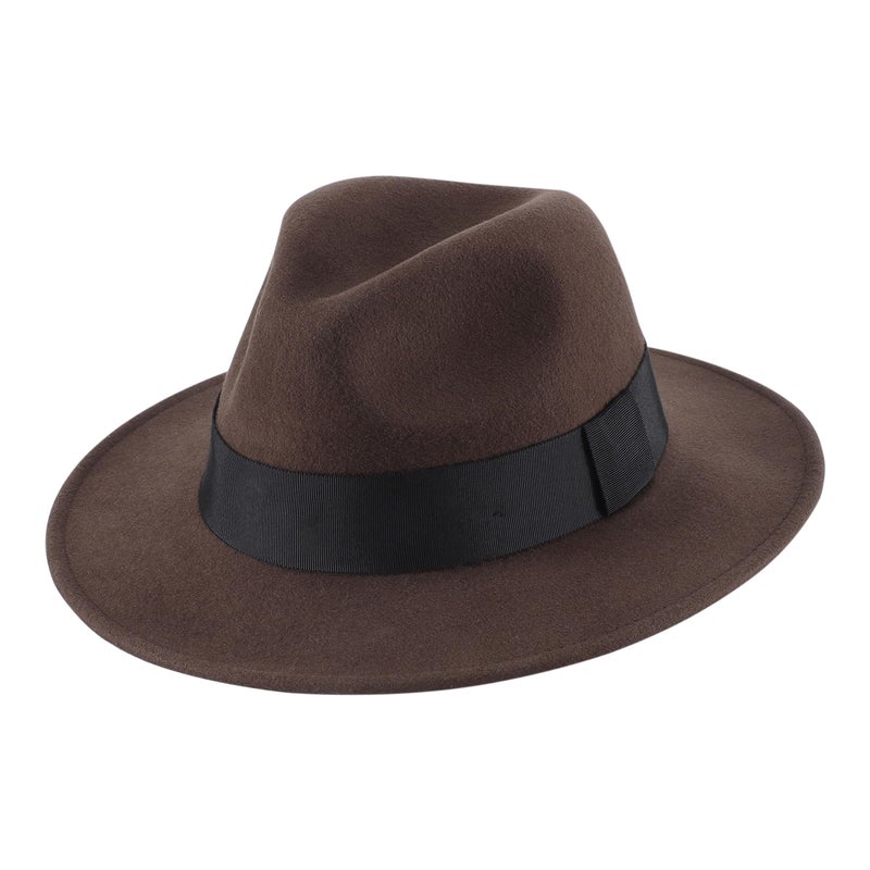 Home Prefer Mens Wool Fedora Hat, Medium/Large, Stylish Design with Grosgrain Band (US, Numeric, 7 1/8, 7 1/4, Coffee) - Image 1