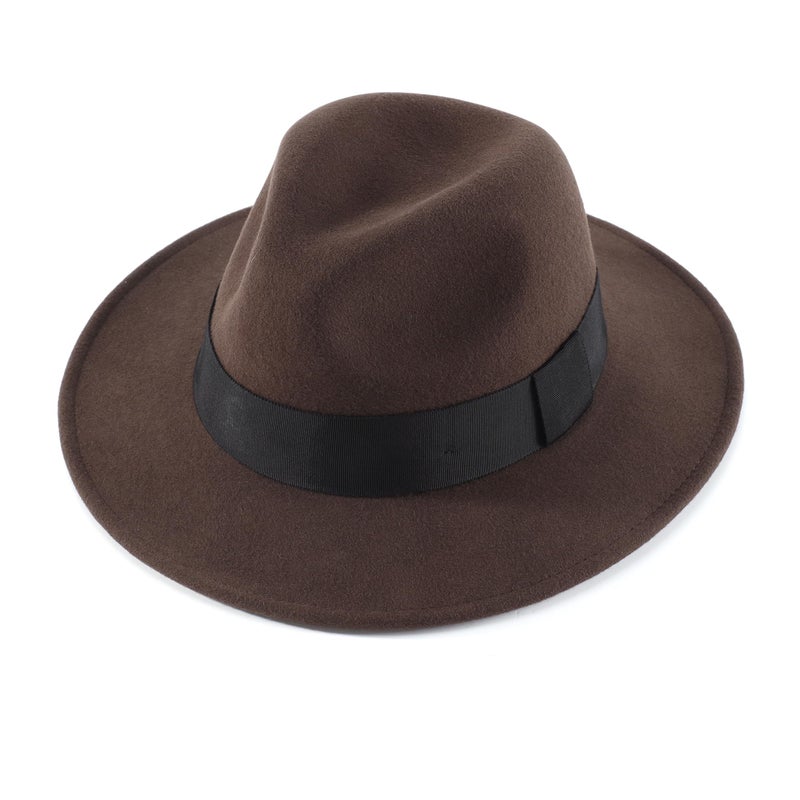 Home Prefer Mens Wool Fedora Hat, Medium/Large, Stylish Design with Grosgrain Band (US, Numeric, 7 1/8, 7 1/4, Coffee) - Image 3