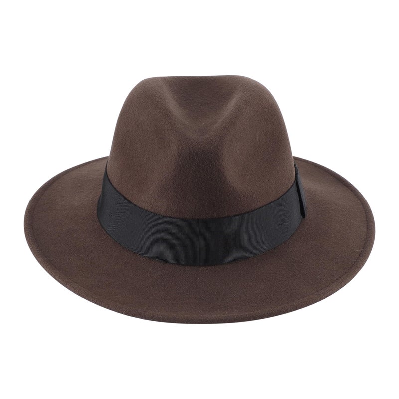 Home Prefer Mens Wool Fedora Hat, Medium/Large, Stylish Design with Grosgrain Band (US, Numeric, 7 1/8, 7 1/4, Coffee) - Image 4