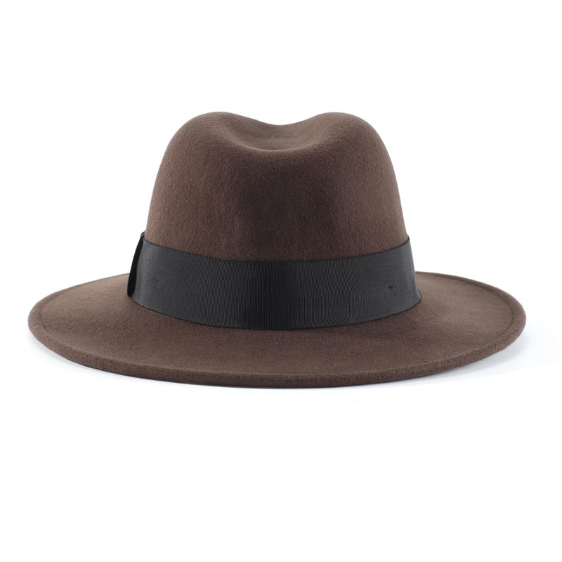 Home Prefer Mens Wool Fedora Hat, Medium/Large, Stylish Design with Grosgrain Band (US, Numeric, 7 1/8, 7 1/4, Coffee) - Image 5