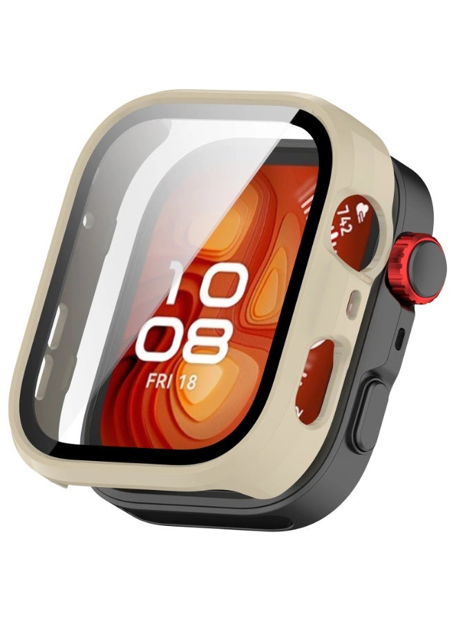 PC Case + Screen Protector For Huawei Watch Fit 4 All-around Anti-scratch Frame Screen Protective Shell (Beige) - Image 1