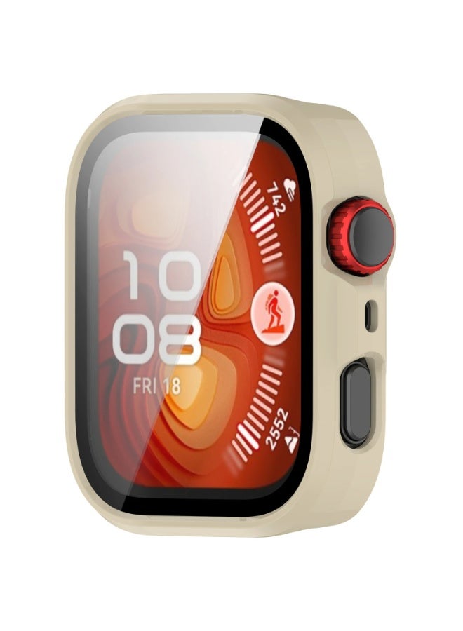 PC Case + Screen Protector For Huawei Watch Fit 4 All-around Anti-scratch Frame Screen Protective Shell (Beige) - Image 3