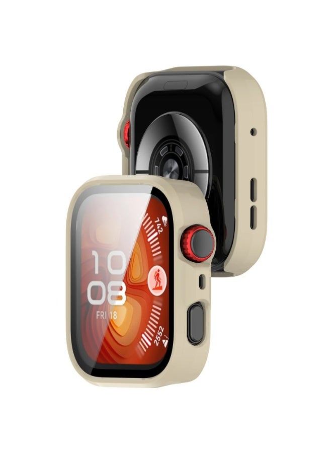 PC Case + Screen Protector For Huawei Watch Fit 4 All-around Anti-scratch Frame Screen Protective Shell (Beige) - Image 2