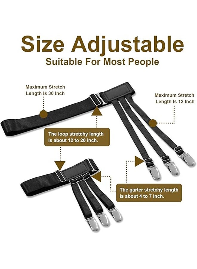 Shirt Stays For Men Dress Shirt Garters 1 Pair Black Elastic Adjustable Suspenders Tucker Clips For Men and Women Suit Uniform Holder Accessories - Image 2