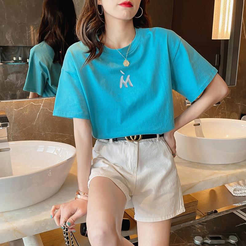 Pure Cotton Short-Sleeved T-Shirt for Women 2025 Summer New Korean Style Ins Trendy Style Printed Loose Half-Sleeved T-Shirt Top Clothes - Image 1