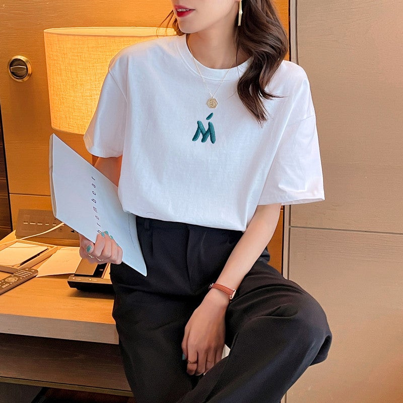 Pure Cotton Short-Sleeved T-Shirt for Women 2025 Summer New Korean Style Ins Trendy Style Printed Loose Half-Sleeved T-Shirt Top Clothes - Image 3