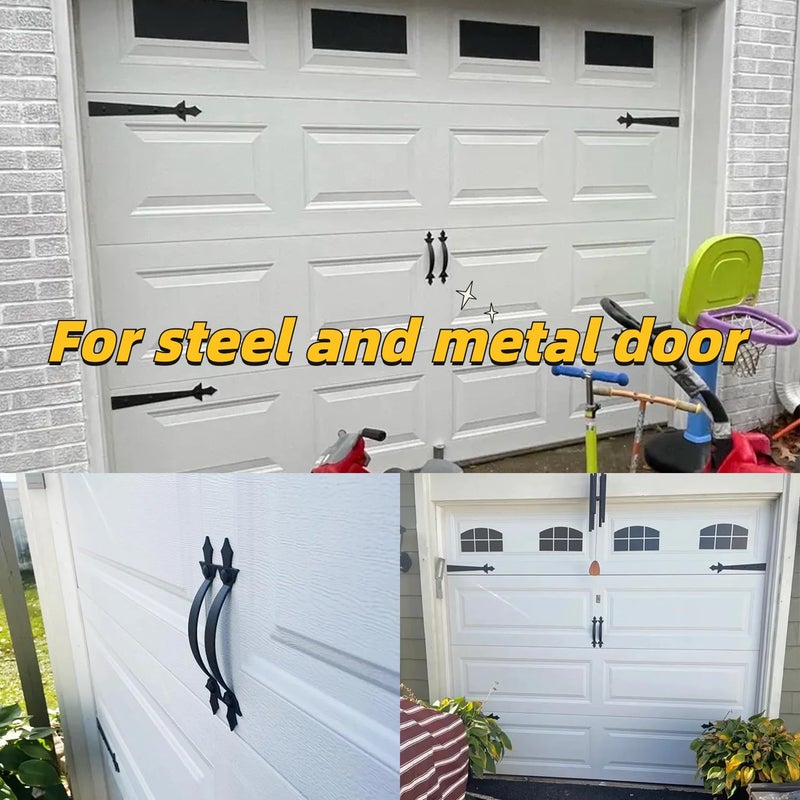 JFOGO Garage Door Strong Magnetic Decorative Hardware Set,4 Faux Garage Door Hinges and 2 Handles,Black Magnetic Decoration Attractive Accents Curb Appeal(6Pcs) - Image 5