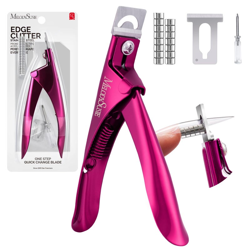 MelodySusie مقص أظافر أكريليك من ميلودي سوزي مع 15 قطعة من مقاسات المغناطيس مقصات أظافر احترافية لقص أظافر الأكريليك الطويلة أداة قص أظافر قابلة للتعديل من الفولاذ المقاوم للصدأ لأدوات التجميل في الصالون والمنزل باللون البرقوق