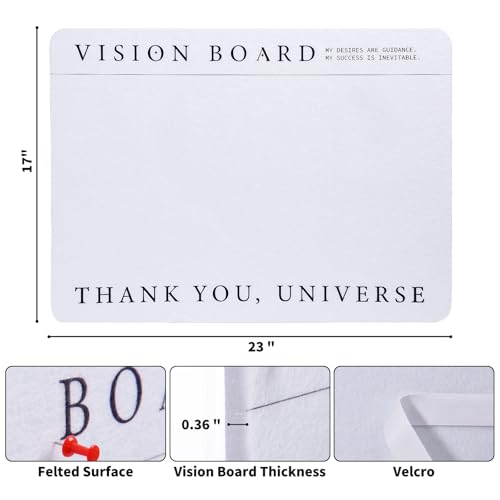Bodoniy Vision Board, Premium Bulletin Boards Decorative Felt Pin Board, Minimalist Dream Board for Manifesting Supplies, Foldable Picture Board, DIY Prayer Board with Pushpins for School, Home, Office - Image 2