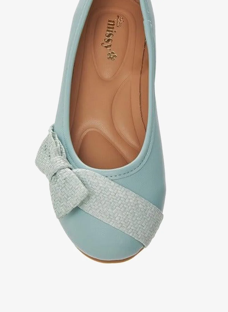 Little Missy BLUE Bow Accent Slip-On Ballerina Shoes for Women | Best Price UAE